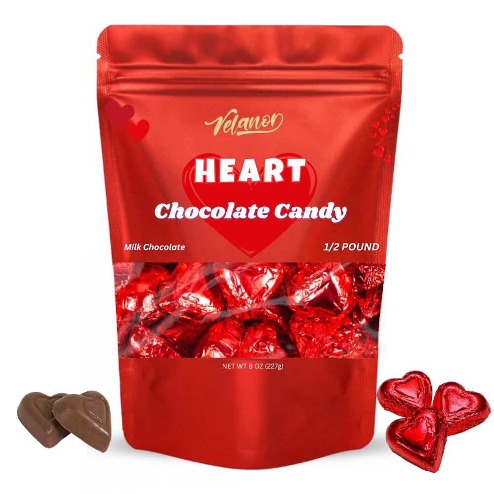 Milk Chocolate Heart Shaped Mini Rich Gourmet Individually Wrapped in Red, 24 Pieces 8 oz, Milk Chocolate Candy