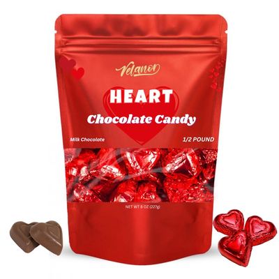 Milk Chocolate Heart Shaped Mini Rich Gourmet Individually Wrapped in Red, 24 Pieces 8 oz, Milk Chocolate Candy