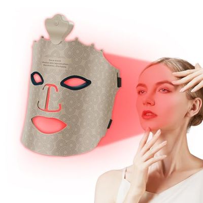 Bestechy Red Light Therapy Mask for Face, Wireless 7 Colors Led Face Mask Light Therapy, Portable Face Light Therapy, Red Light Therapy Mask Skin Care, for Wrinkle Reduction Anti Aging, Improve Skin
