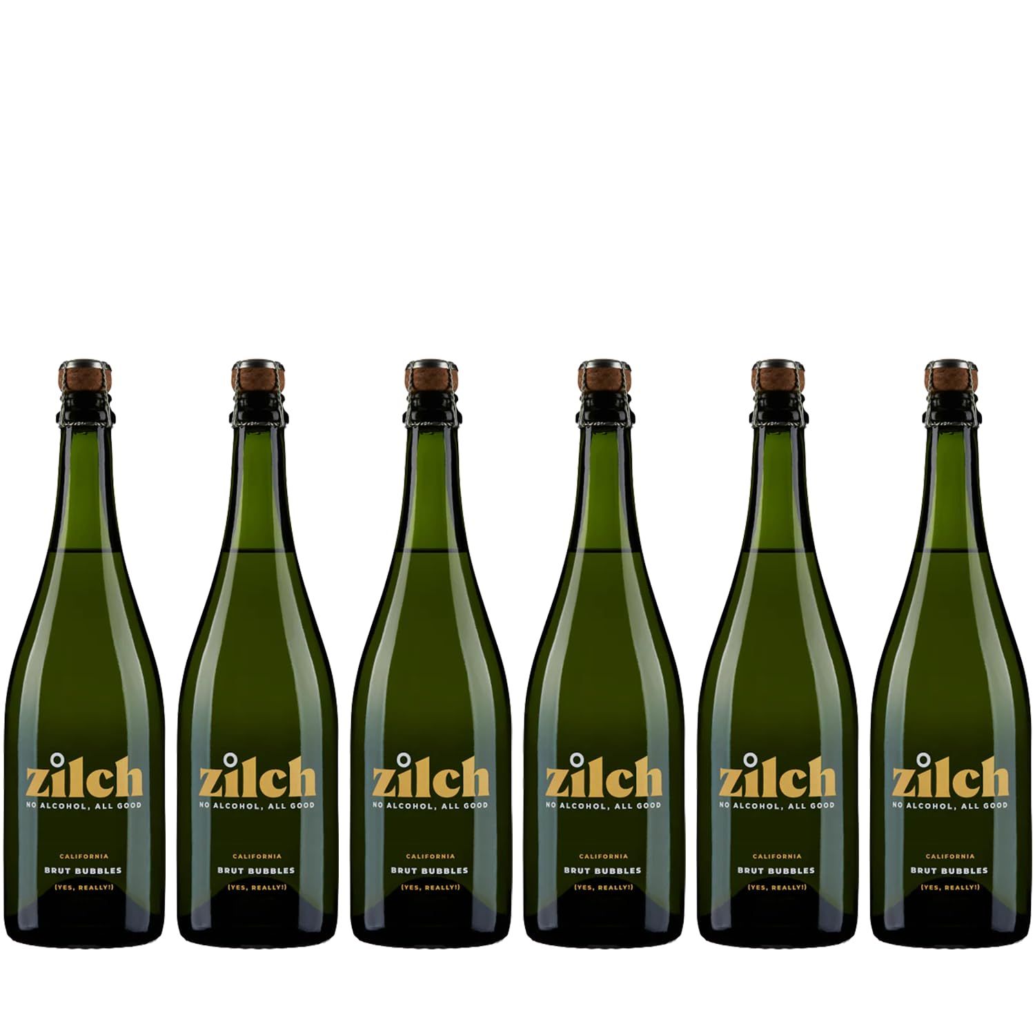 Zilch Alcohol-Free Brut Bubbles: Premium Non-Alcoholic California Sparkling White Wine 6 PACK