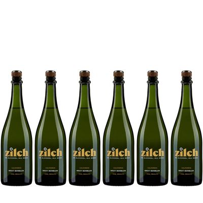 Zilch Alcohol-Free Brut Bubbles: Premium Non-Alcoholic California Sparkling White Wine 6 PACK