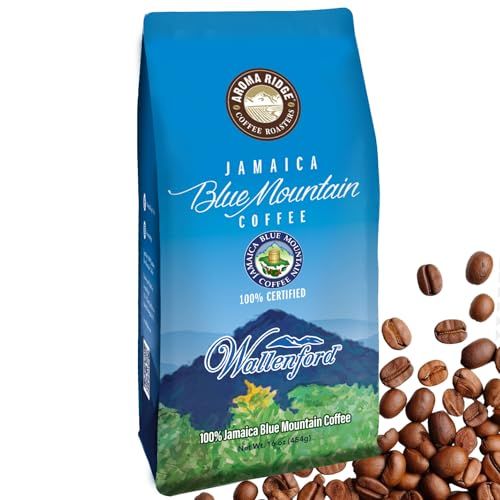 PURE Blue Mountain Coffee from Jamaica - 1 LB Whole Bean Coffee Medium Roasted - Certified and 100 Authentic Jamaican Beans with a Smooth Milk Chocolate Finish Grade 1