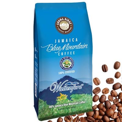 PURE Blue Mountain Coffee from Jamaica - 1 LB Whole Bean Coffee Medium Roasted - Certified and 100 Authentic Jamaican Beans with a Smooth Milk Chocolate Finish Grade 1