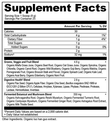 Ancient Nutrition Super Greens Powder, Organic Superfood Powder with Probiotics Made with Spirulina, Chlorella, Matcha, and Digestive Enzymes, 25 Servings, 7.5oz