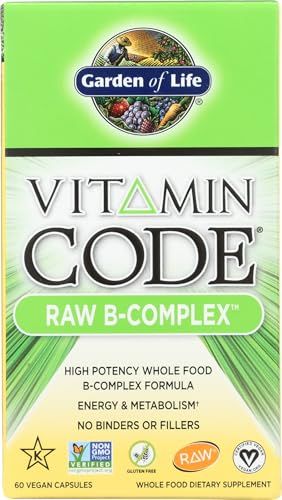 Garden of Life Raw B Complex - Vitamin Code - 60 Vegan Capsules, High Potency Vitamins for Energy Metabolism with B2 Riboflavin, B1, B3, B6, Folate, B12 as Methylcobalamin Biotin Plus Probiotics