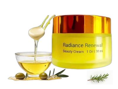 Jolie Radiance Renewal Beauty Cream - 100 Organic Olive Oil-Based Moisturizer Deep Hydration Glow Clean Beauty, Vegan Natural Skincare Anti-Aging Promotes Collagen (1 oz, Rosemary)