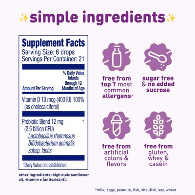 Enfamil Dual Probiotics Vitamin Drops, Supports Baby's Immune Digestive Health, 8.7mL Bottle