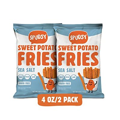 Spudsy Sea Salt Sweet Potato Fries Vegan, Gluten Free Veggie Straws Plant-Based, Allergen-free, Non-GMO, Kosher, Superfood Snack 2 Pack, 4 oz Bags