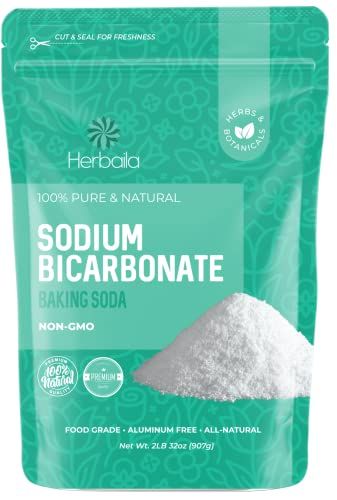 Herbaila Sodium Bicarbonate 2lb, Baking Soda for Cleaning and Baking, Aluminum Free Baking Soda for Pool, Pure Baking Soda Powder, Bulk Baking Soda Food Grade, Sodium Bicarbonate Powder