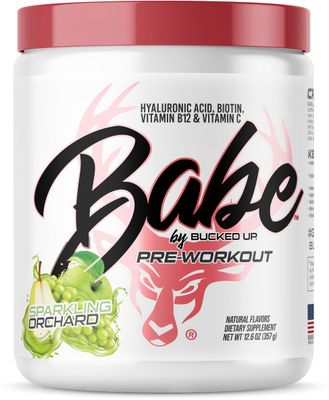 Babe Pre Workout powder for Women Sparkling Orchard 6g Citrulline, 2g Beta-Alanine, 100mg Hyaluronic Acid, 5mg Biotin and 5 other registered trademarked ingredients 30 servings 12.6 OZ