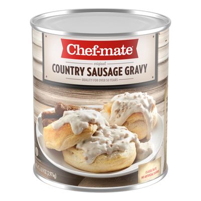 Chef-mate Country Sausage Gravy, Breakfast Sausage, Biscuits and Gravy, 6 lb 9 oz (10 Can Bulk)