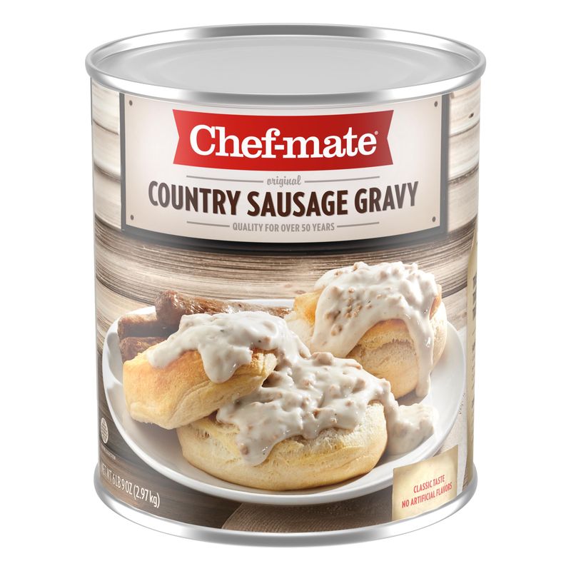 Chef-mate Country Sausage Gravy, Breakfast Sausage, Biscuits and Gravy, 6 lb 9 oz (10 Can Bulk)