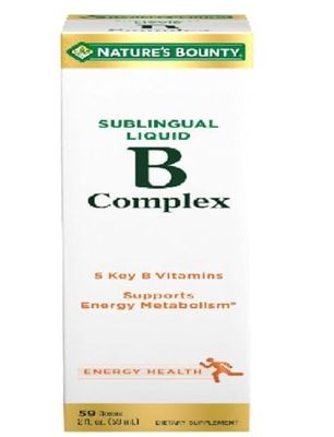 Nature&#39;s Bounty Vitamin B Complex Liquid, B12 Vitamin 5000 mcg, Nervous System Health Cellular Energy Support, B Complex Vitamins for Women Men, Vegetarian, 59 Servings, 2 Fl Oz