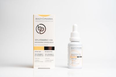 Beauty Pharma 15 Vitamin C HA Antioxidizing Defense Serum - Unveil Radiance and Shield Your Skin! Aloe Vera, Rosehip Chamomile Complex Men Women