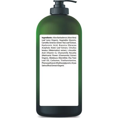 Aloe vera Gel - from 100 Pure Organic Aloe - Natural Raw Moisturizer for Face, Body, Hair. Perfect for Sunburn, Acne, Razor Bumps 16.9 fl oz (Tea Tree, Superfood, Hyaluronic Acid)