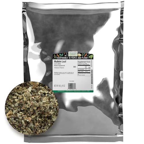 Frontier Co-op Mullein Leaf, 1lb Bulk Bag, Cut Sifted, Dried Mullein Leaves, Ideal for Mullein Tea, Mullein Leaf Extract Capsules