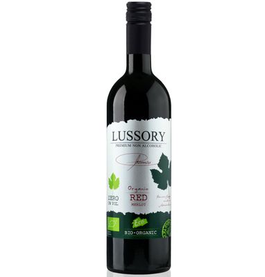 Lussory Organic Merlot Dealcoholized 0.0 Non Alcoholic Wine Red From Spain, Low Calories, Organic, Vegan (750ml, 1 Bottle)