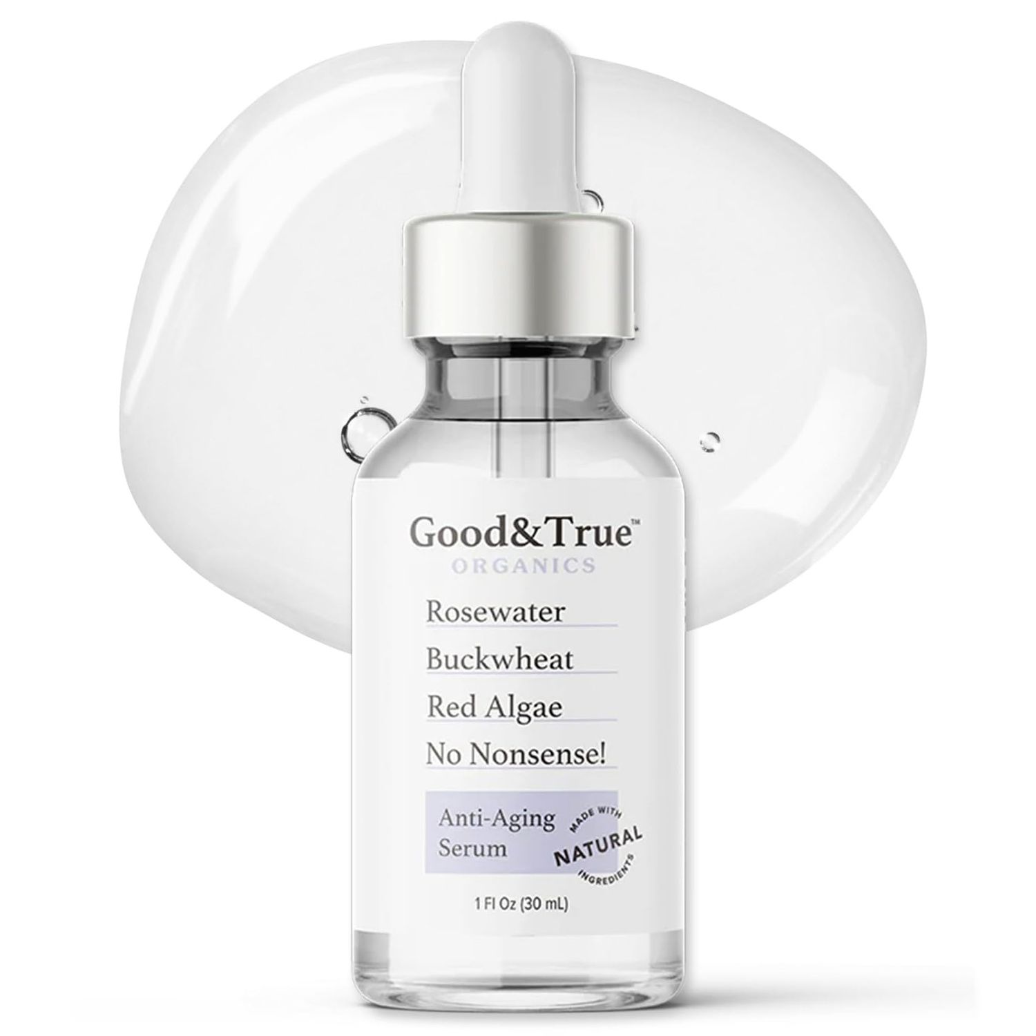Good True Organics - Anti-Aging Face Serum with Rose Water Boosts Collagen, Tightens Skin, Reduces Wrinkles Fine Lines All Skin Types