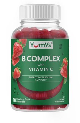 YumVs Vitamin B Complex with Vitamin C Gummies B12, B6, Niacin, Folic Acid Inositol Vegan Daily B Complex for Men Women Natural Flavor Non-GMO Kosher 1 a Day 70 Count