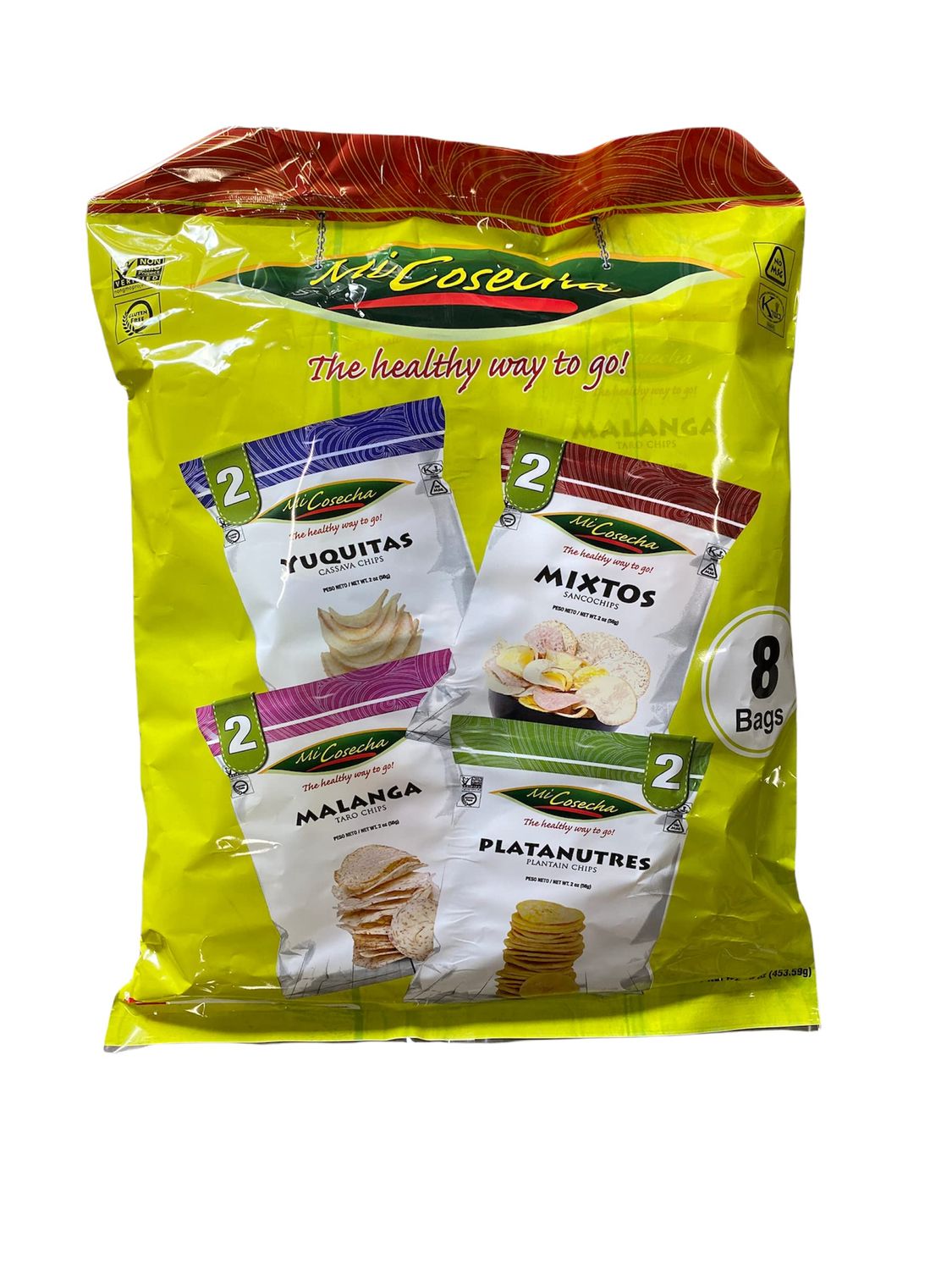 Mi Cosecha The Healthy Way To Go Chips, Four Flavor Variety Mix Pack, Cassava, Mixed, Plantain, and Taro, 2 Ounce Bags (Pack of 8)