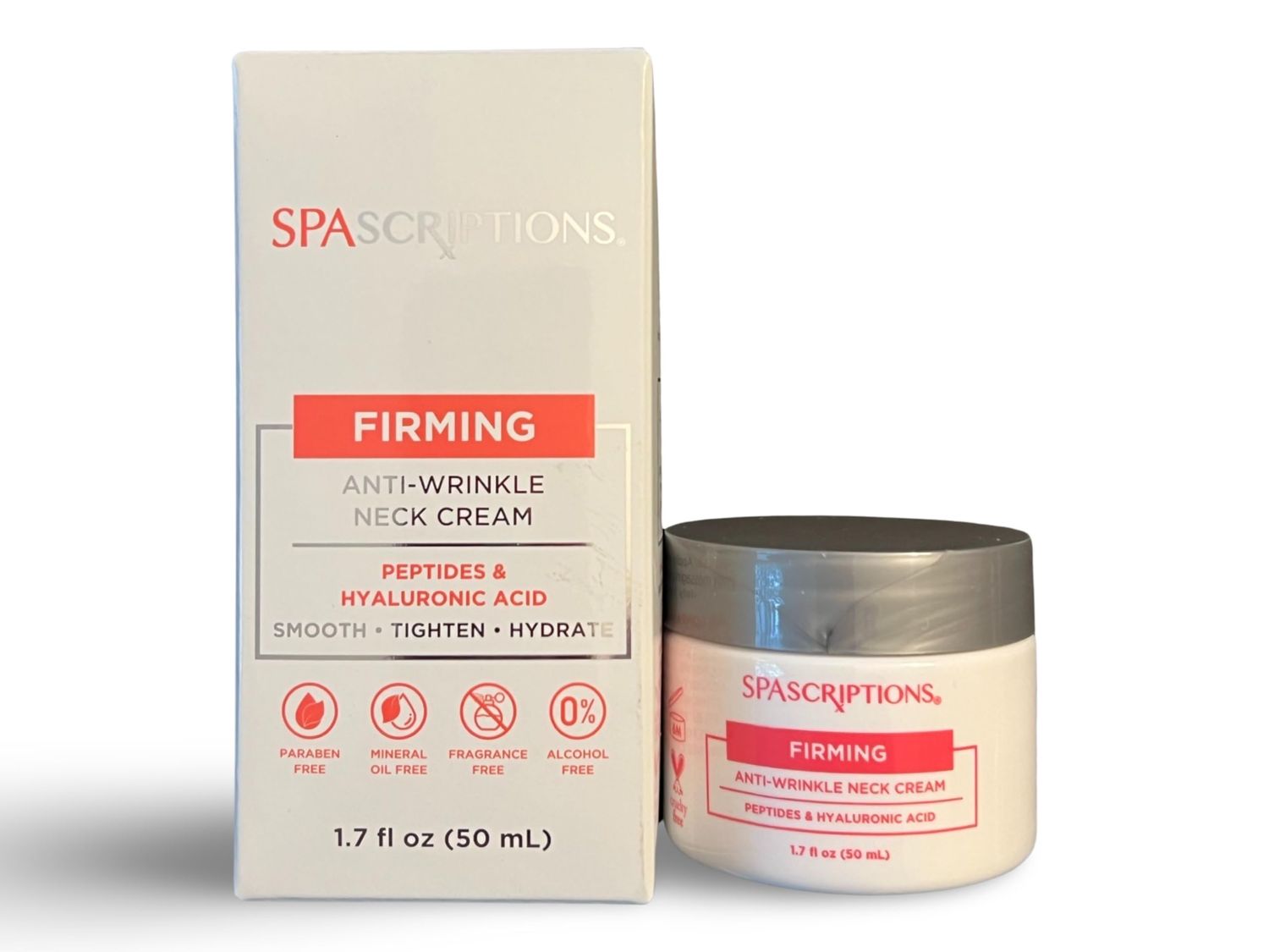 Spascriptions Firming Anti-Wrinkle Neck Cream - Peptides Hyaluronic Acid (Smooth - Tighten - Hydrate) 1.7fl oz, 50ml