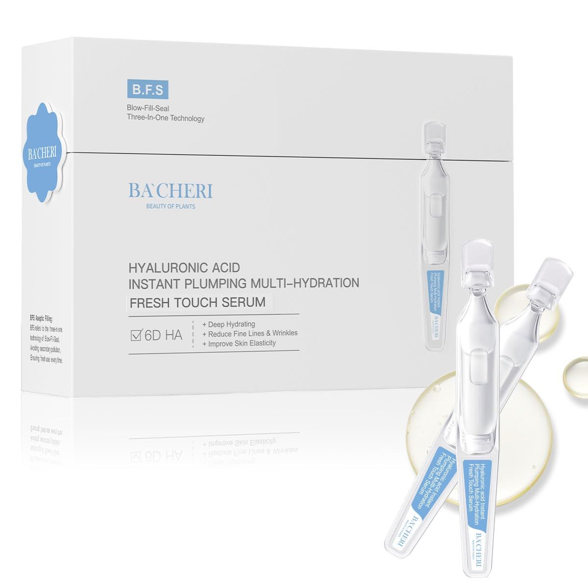 6D Hyaluronic Acid Serum 1.8 ml 30 PcsBox - Deep Hydration Multi-Layer Moisture, 6 Types of Hyaluronic Acid Ampoules for Skin Hydration, Lightweight Nourishing