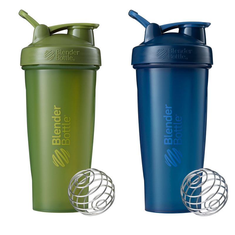 BlenderBottle Classic Shaker Bottle Perfect for Protein Shakes and Pre Workout, 28-Ounce MossMoss and NavyNavy, (Pack of 2)
