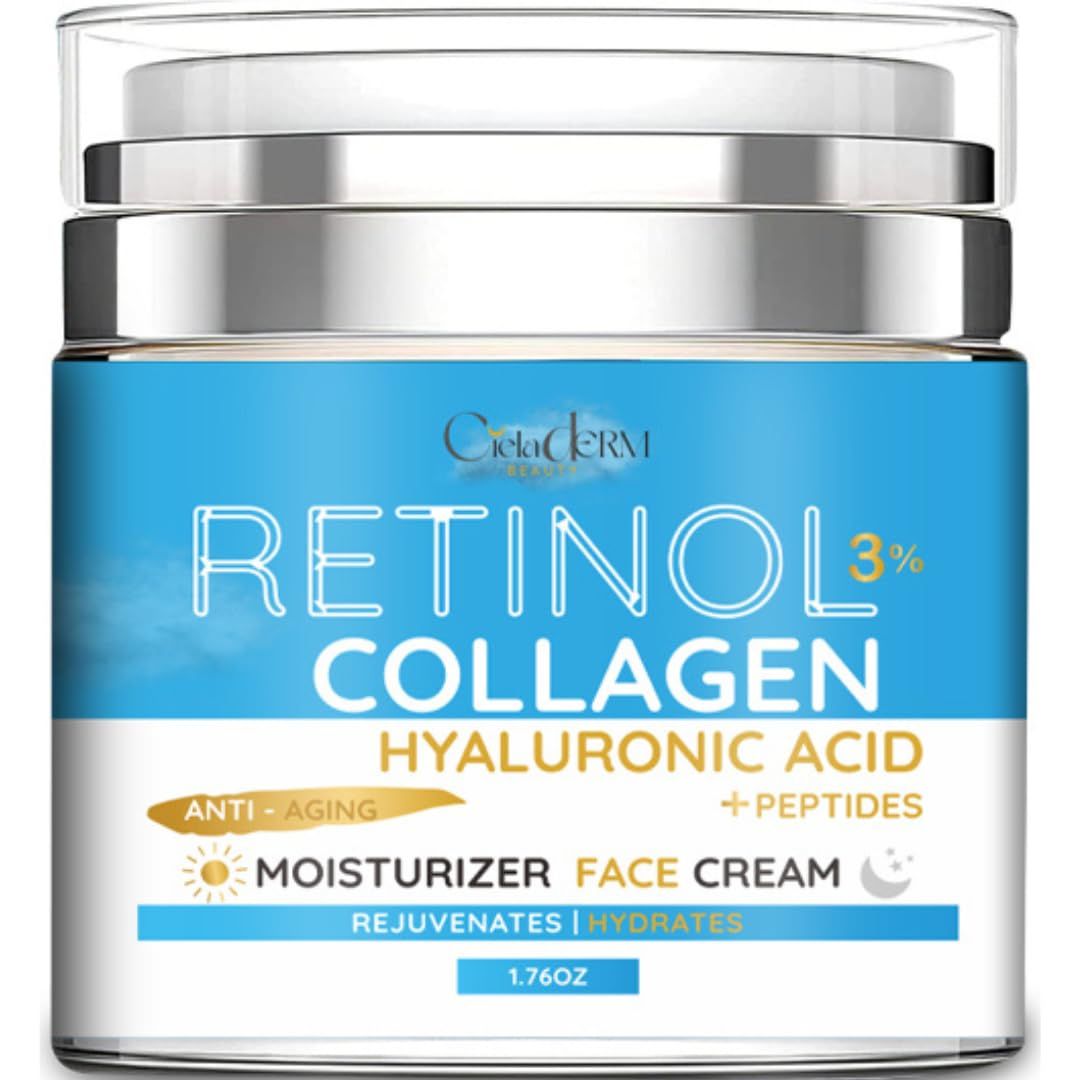 Face Moisturizer Retinol Cream with Collagen and Hyaluronic Acid Day Night Anti-Aging and Anti-Wrinkle Skin Barrier Hydration Cream for All Skin Types