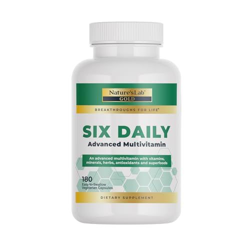 Nature&#39;s Lab Six Daily Advanced Multivitamin - Over 90 Nutrients, Minerals, Antioxidants, Herbs Whole Foods - 180 Capsules (30 Day Supply)