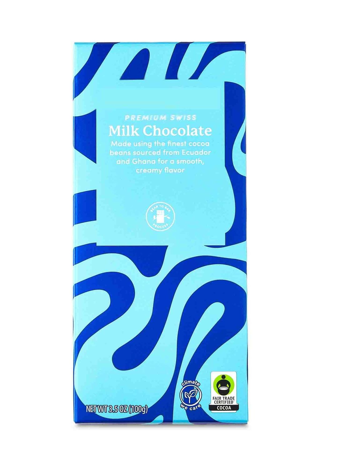 Swiss Milk Chocolate Bar, Made With Premium Cocoa Butter Hazelnut Paste, Snack Snacking Gift Food Treat, BetterGood3.5oz