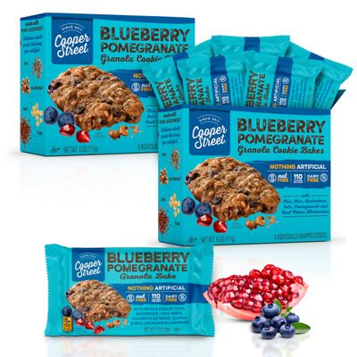 Cooper Street Granola Bakes in Delicious Blueberry Pomegranate Flavor Healthy Chewy Granola Bars with Chia, Flax, Buckwheat and Oats Individually Wrapped Healthy Breakfast Bars 6 oz 2 Pack