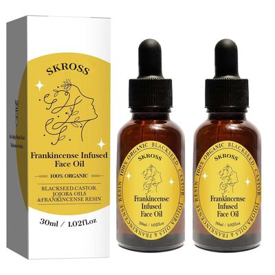 2pcs Frankincense Resin Oil, Frankincense Infused Face Oil, Infused With Organic Black Seed, Castor, And Jojoba Oil, Facial Moisturizing Anti-Aging Serum