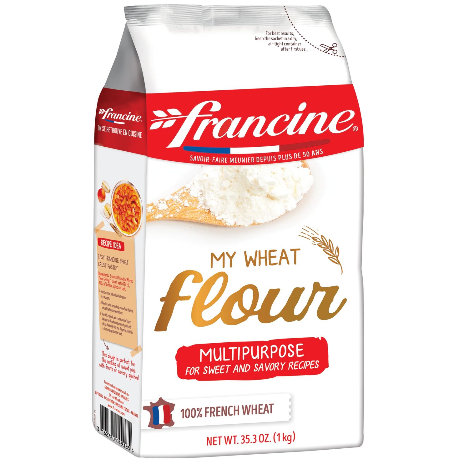 Francine Farine de Ble Tous Usages - French All Purpose Wheat Flour - 2.2 lbs (2 Of PACK)