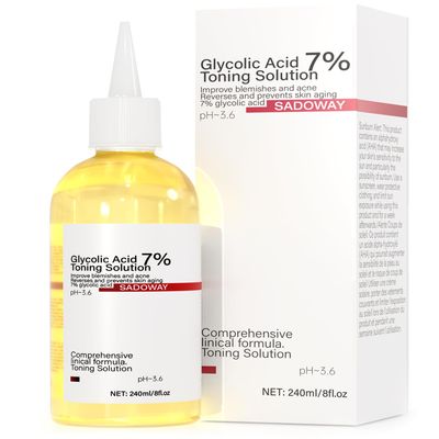 SADOWAY Glycolic Acid Toning Solution: 240ML 7 Glycolic Acid Toner for Radiant Skin Clarity Suitable for Adults to Use at Home