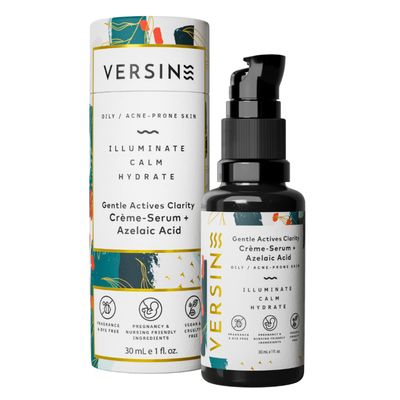 Versine Gentle Actives Serum for Face Acne Prone Skin Pregnancy Safe with Azelaic Acid, Vitamin C, Squalane, Niacinamide, Hyaluronic Acid Moisturizer, Anti Aging and Brightening 1Fl Oz