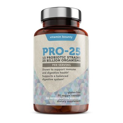 Vitamin Bounty Pro 25 Probiotic with Prebiotics for Oral Dental Health, Gut and Digestive Support - 13 Strains, 25 Billion CFU, Embocaps Fermented Greens, 30 Count (Pack of 1)