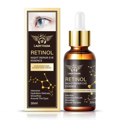 LADY NADA Retinol Eye Serum - Night Repair Hydrating and Anti-Aging Eye Serum with Retinol, Collagen and Natural Extracts - Brightening Eye Serum to Reduce Dark CirclesFine Lines - 1.00 Fl Oz