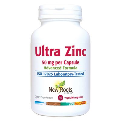 New Roots Herbal Ultra Zinc Advanced Formula 50 mg (90 Veg Caps) - Key in Nutrient Absorption Metabolism, Tissue Energy Production Supports Immunity Supports Skin Health, Eye Health