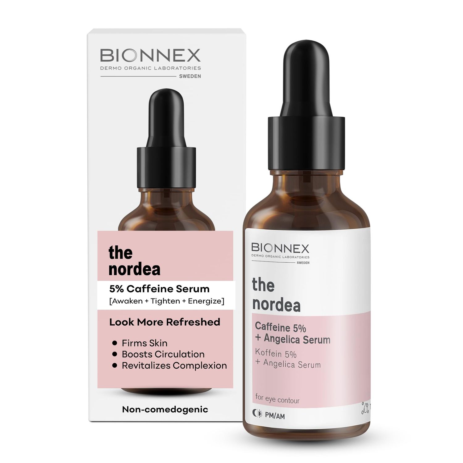 BIONNEX - The nordea - 5 Caffeine Serum Angelica - Anti-Aging Eye Serum for Dark Circles, Puffiness and Wrinkles - Caffeine Eye Serum Natural and Vegan - 30 ml (5 Caffeine Skin Serum)