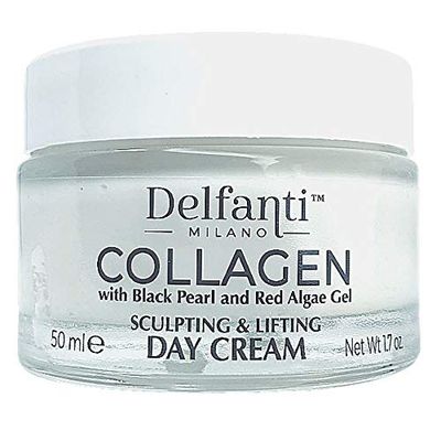 Delfanti-Milano COLLAGEN SCULPTING AND LIFTING Day Face Cream Face and Neck Moisturizer with BLACK PEARL and RED ALGAE GEL Made in Italy