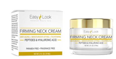 EASY LOOK Firming Neck Cream, Anti-Aging with Peptides and Hyaluronic Acid, Paraben Free, 2 fl oz