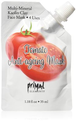 Primal Elements Face Mask, Clay Mud Facial Treatment, Reduce Pores Treat Blackheads, Multi-Use Package, 1.18 oz - Tomato Anti-Aging