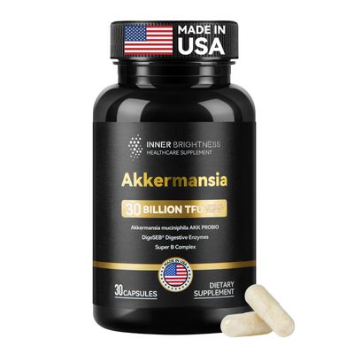 Akkermansia Probiotic, GLP-1 Supplement for Gut Health Digestion, DigeSEB Digestive Enzymes Vitamin B Complex - 30 Billion TFU, Third-Party Tested, 30 Capsules - 1 Month Supply for Men Women