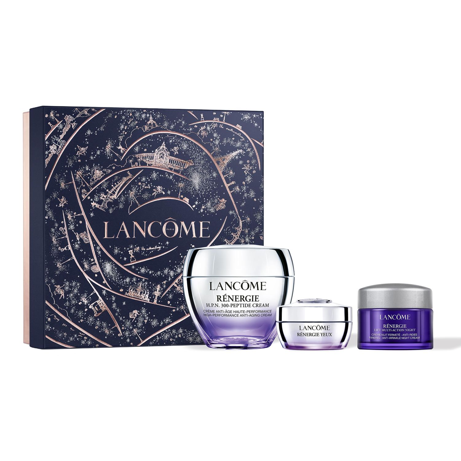 Lanc me R nergie Skincare Gift Set - H.P.N. 300-Peptide Face Cream, Full Size Eye Cream Travel Size Night Cream - Limited Edition