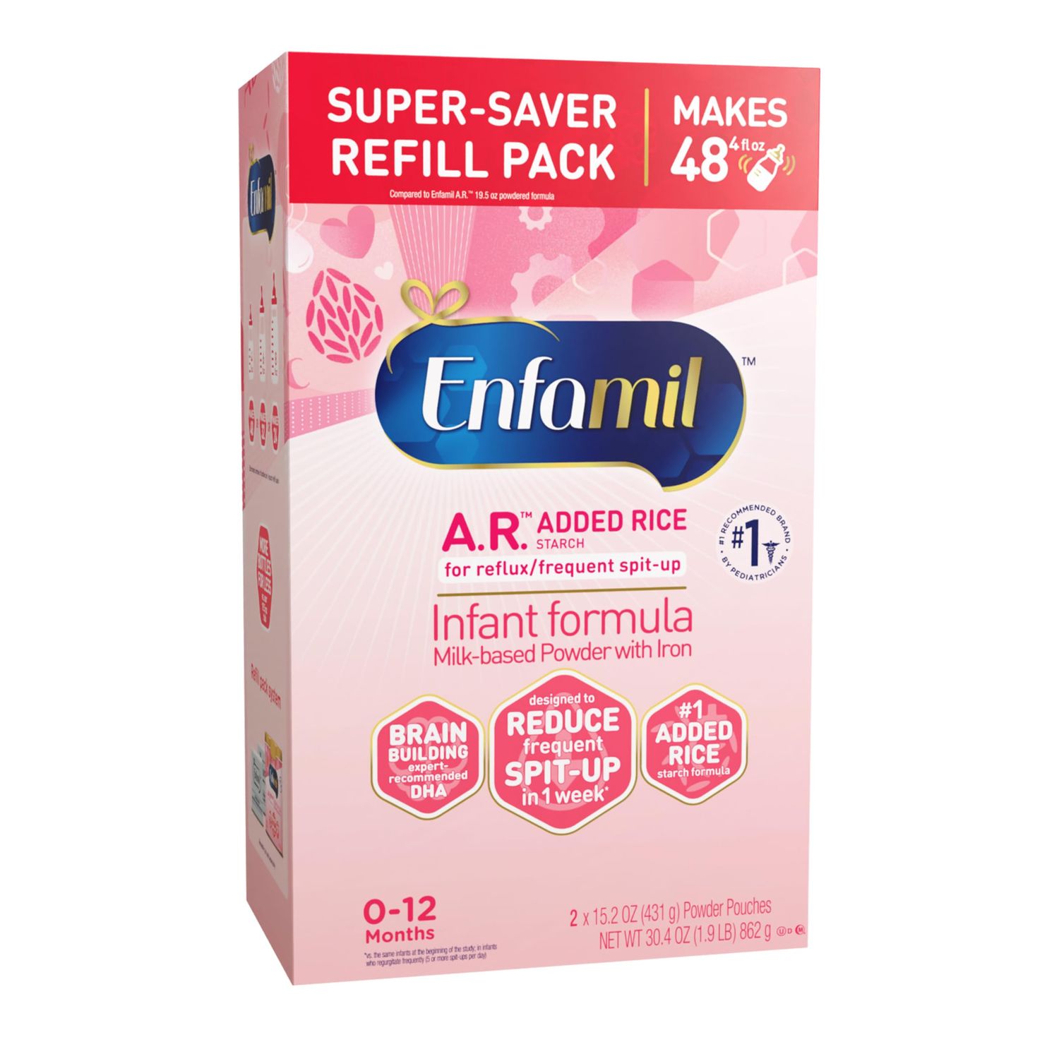 Enfamil A.R. Baby Formula, Added Rice Starch Formula to Reduce Reflux Spit-Up, DHA for Brain Development, Probiotics to Support Digestive Immune Health, Baby Milk, 30.4 Oz Box