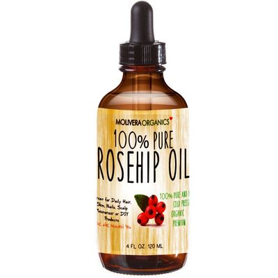 Molivera Organics 4oz Rosehip Oil for Radiant Skin - Cold Pressed Pure Rose Hip Seed Oil for Face Body - Natural Moisturizer with Anti-Aging Benefits