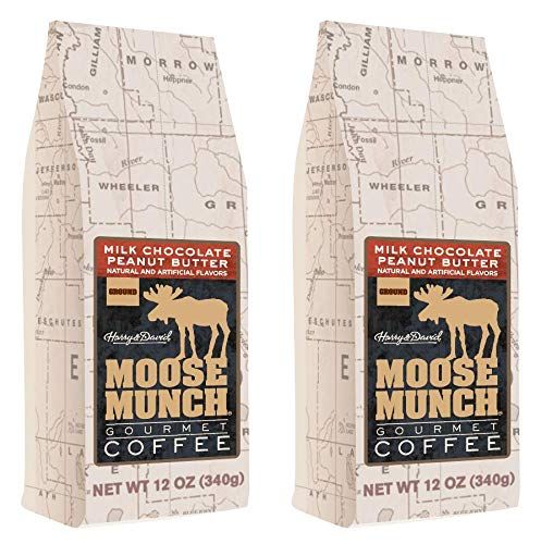 Moose Munch Gourmet Ground Coffee by Harry David, 212 oz bags (Milk Chocolate Peanut Butter)