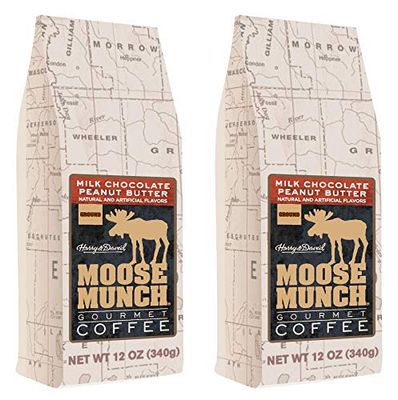 Moose Munch Gourmet Ground Coffee by Harry David, 212 oz bags (Milk Chocolate Peanut Butter)