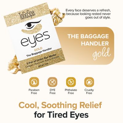 ToGoSpa Golden EYES, Dark Circle Warrior Premium Clean Anti-Aging Gel Pads with Collagen, Hyaluronic Acid, Aloe Vera, Vitamins C E, 1 Pack - 3 Pair