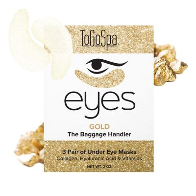 ToGoSpa Golden EYES, Dark Circle Warrior Premium Clean Anti-Aging Gel Pads with Collagen, Hyaluronic Acid, Aloe Vera, Vitamins C E, 1 Pack - 3 Pair